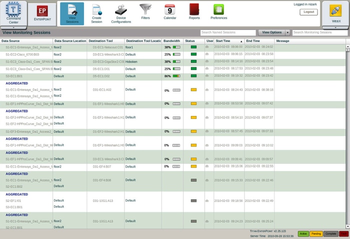 Übersicht der Monitoring-Sessions