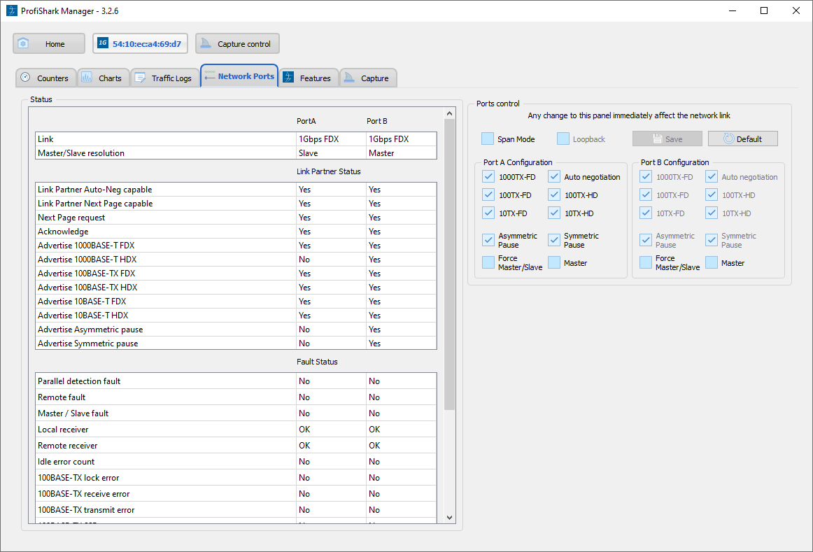 ProfiShark Manager - Network Ports