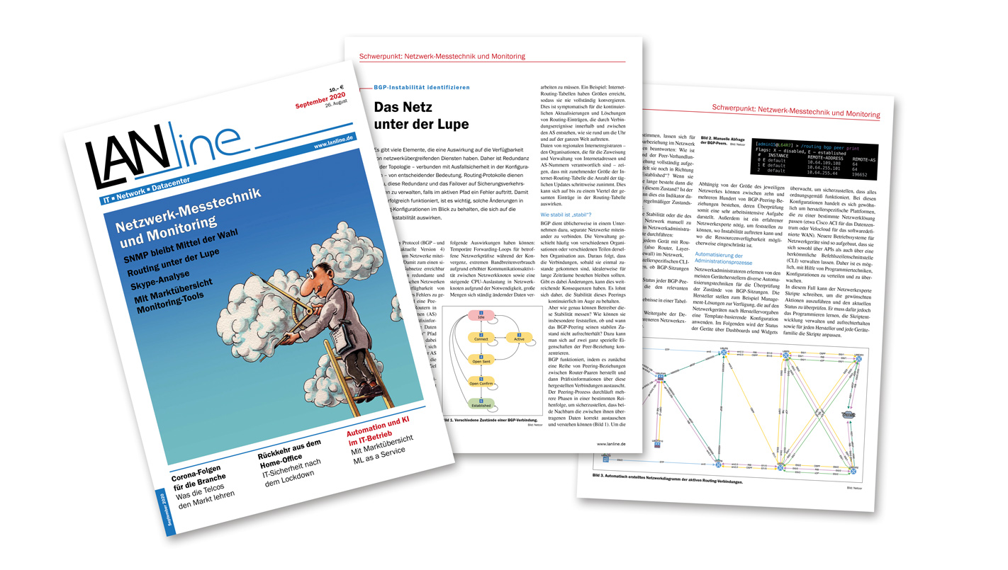LANline Artikel: BGP-Instabilität identifizieren - Das Netz unter der Lupe